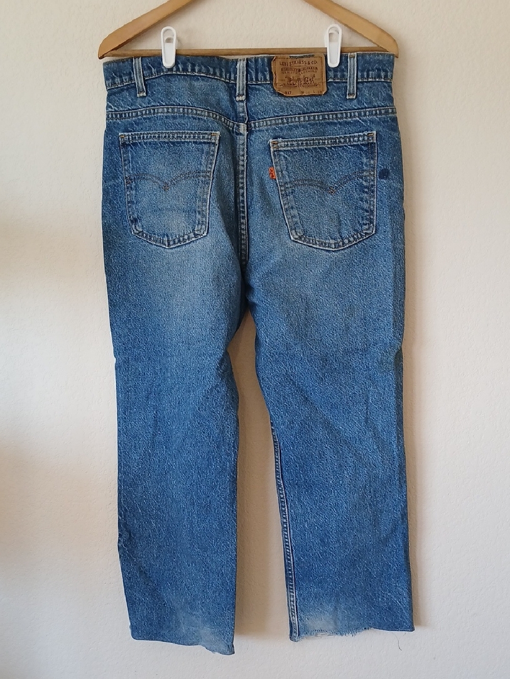 Vintage Levi's 517 Orange Tab Jeans *altered Hem 80s Or 70s